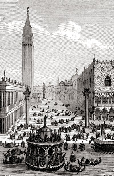 Venecia - Plaza de San Marcos con catedral y góndolas de Unbekannter Künstler