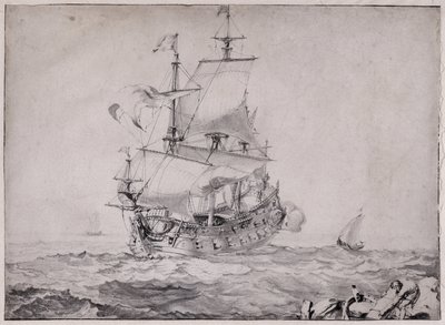 Buques en el mar disparando el cañón - dibujo de Pierre Puget (1620-1694) Siglo XVII Sol 23x32,5 cm Musee Grobet Labadie Marsella de Unbekannter Künstler