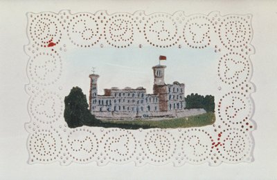 Doyle de papel victoriano con una vista de Osborne House de Unbekannt