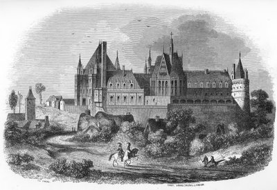 Vista del castillo de Gaillon, Normandía. Siglo XIX (grabado de "Mysteres des vieux chateaux de France" de Le Francois). de Unbekannter Künstler