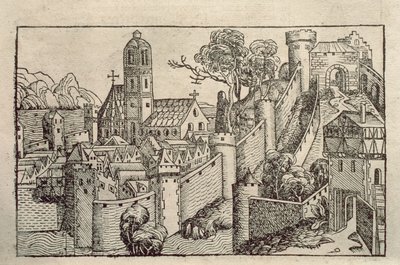 Vista de la antigua ciudad de Alejandría de un libro de grabados titulado "Liber Chronicarum" de H. Schedel de Unbekannter Künstler