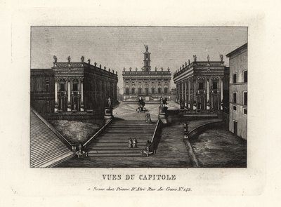 Vista de la Colina Capitolina. Piazza del Campidoglio, Palazzo Senatorio, Roma de Unbekannt
