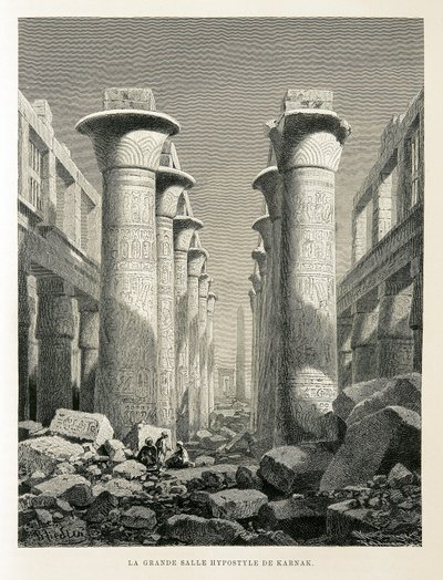 Vista de la Gran Sala Hipóstila de Karnak, Egipto Ilustración del Atlas de Egipto de Unbekannter Künstler