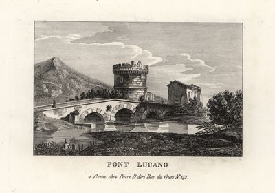 Vista del Puente Lucano y el Mausoleo de los Plautii, Pont Lucano o Ponte Lucano, en el camino a Tívoli de Unbekannt