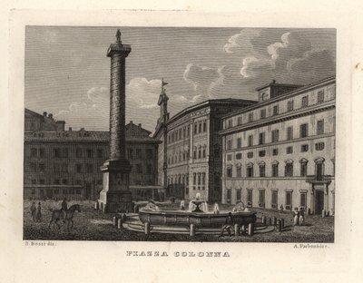 Vista de la Piazza Colonna con la Columna de Marco Aurelio, Roma de Unbekannt