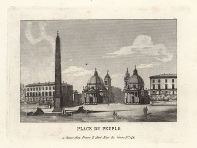 Vista de la Piazza del Popolo, Plaza del Pueblo, con un obelisco egipcio de Ramsés II de Heliópolis, Roma de Unbekannt