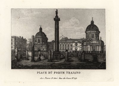 Vista de la Plaza del Foro de Trajano con la Columna de Trajano, Place du Forum Trajano, Roma de Unbekannt