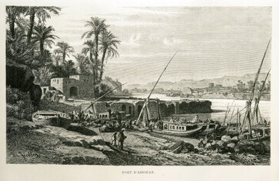 Vista del Puerto de Asuán en Egipto - Ilustración del Atlas de Egipto de Unknown