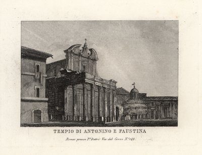 Vista del Templo de Antonino y Faustina, Tempio di Antonino e Faustina, Foro Romano, Roma de Unbekannt
