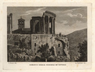 Vista del Templo de Sibila en Tívoli, Tempio della Sibilla en Tívoli de Unbekannt