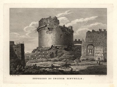 Vista de la Tumba de Cecilia Metella, Sepolcro di Cecilia Metella, Roma de Unbekannt