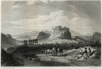 Vista de la ciudad de Atenas en el siglo XIX dominada por la Acrópolis, en el libro sobre el Mediterráneo de Louis Enault (1824-1900), periodista y viajero francés de Unbekannt