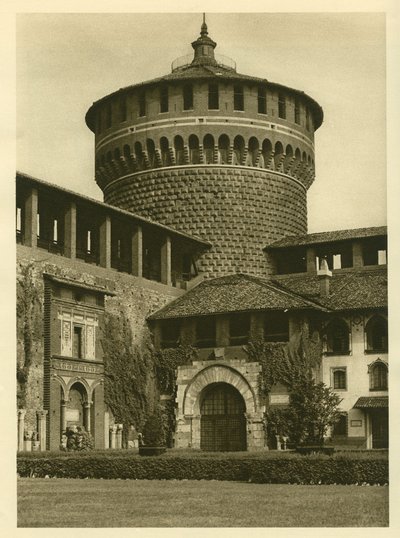 Vista del patio del Castello Sforzesco en Milán de Unbekannt