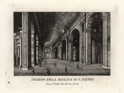 Vista del interior de la Basílica de San Pedro, Basilica Sancti Petri, Roma de Unbekannt
