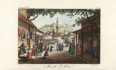 Vista del mercado o bazar en Atenas de Unbekannt