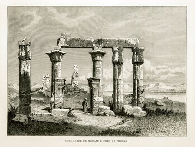 Vista de las ruinas del Templo de Medamot cerca de Tebas, Egipto (Ilustración del Atlas de Egipto) de Unknown