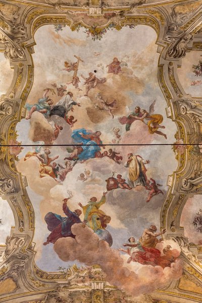 Vista de la bóveda con frescos de la Sala Teatini, Chiesa di San Vincenzo, Piacenza, Emilia-Romaña, Italia (foto) de Unbekannter Künstler