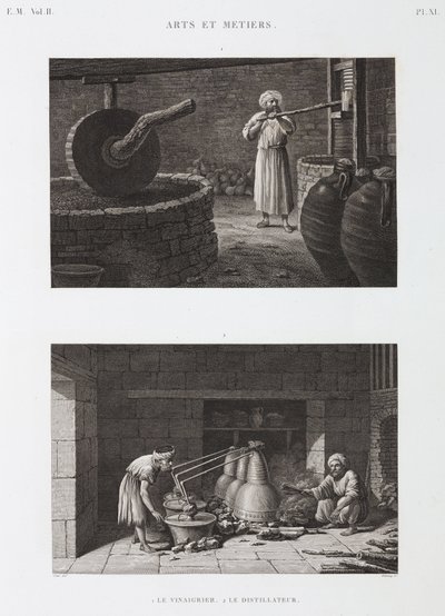 Vinagre. Fabricante de vinagre y destilador, Egipto, c. 1798 de Unbekannt