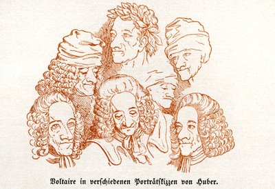 Voltaire. Varios retratos esbozados. de Unbekannter Künstler
