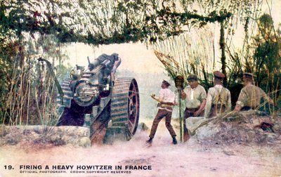 WW1 - Artillería británica disparando un obús pesado de Unbekannter Künstler