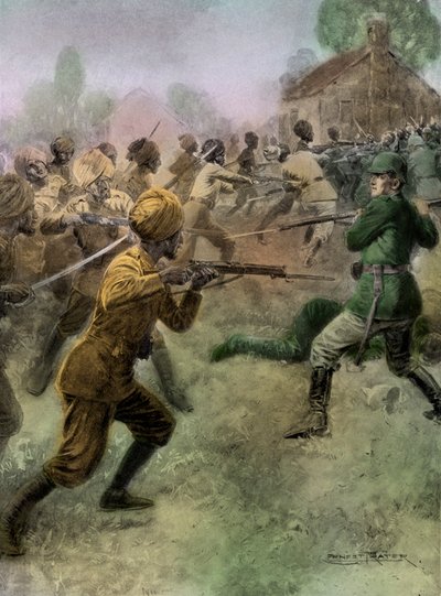 Primera Guerra Mundial - El ejército indio británico ataca a los soldados alemanes de Unbekannter Künstler