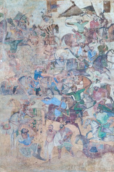Pinturas murales en el portal de Qeysarieh, plaza del Imam Naqsh-e Jahan, Isfahán, Irán (fresco) de Unbekannter Künstler