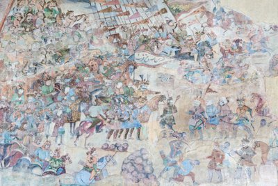 Pinturas murales en el portal de Qeysarieh, plaza del Imam Naqsh-e Jahan, Isfahán, Irán (fresco) de Unbekannter Künstler