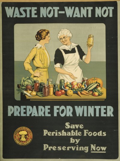 No desperdicies, no quieras: prepárate para el invierno, Canada Food Board, c.1915 (litografia en color) de Bartolome Esteban and studio Murillo