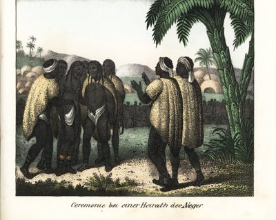 Ceremonia de boda en una tribu de Senegal. Litografía para el libro: "Galerie complete en tableaux fideles des peuples d