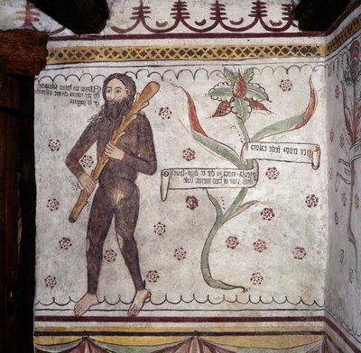 Hombre salvaje de Sacco (Homo Selvadego), fresco, Casa del Hombre Salvaje, Sacco, Cosio Valtellina, Lombardía, Italia de Benjamin Baud