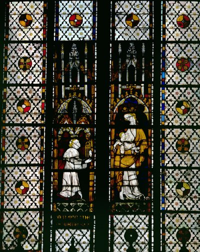 Ventana que representa a la Virgen y Raoul de Ferrieres de Unbekannt