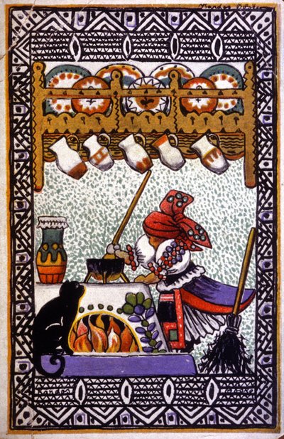 Bruja preparando una poción, principios del siglo XX (postal) de Unbekannter Künstler