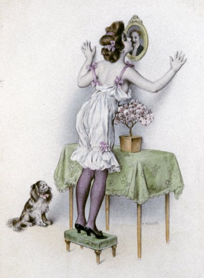 Mujer en lencería, c.1900 (postal) de Unbekannter Künstler
