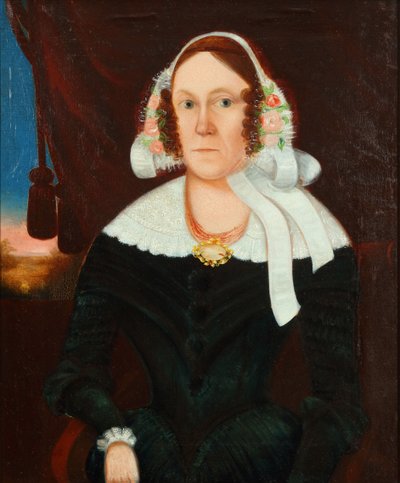 Mujer con bonete de flores 1825 (Óleo sobre lienzo) de Unbekannter Künstler