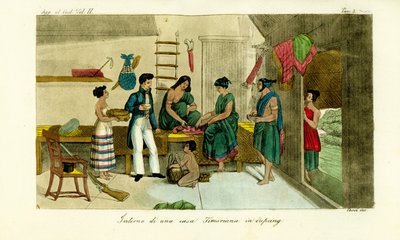 Mujeres jugando congkak en una casa timorense en Kupang de Unbekannt