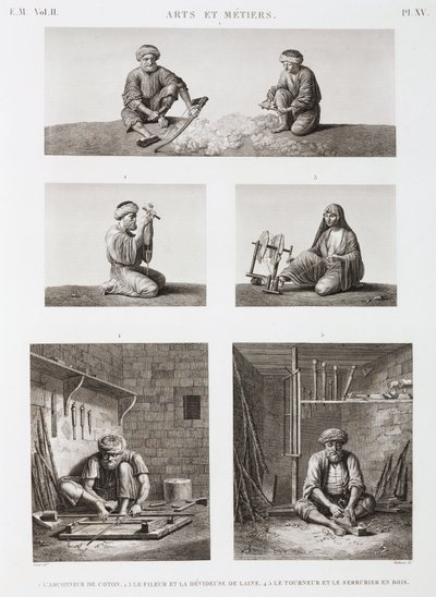 Trabajadores textiles y de madera, Egipto, c. 1798 de Unbekannt