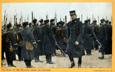 Primera Guerra Mundial: Alberto I de Bélgica con sus tropas (postal) de Unbekannter Künstler