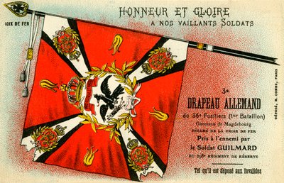 Primera Guerra Mundial: Bandera alemana capturada por los franceses de Unbekannter Künstler