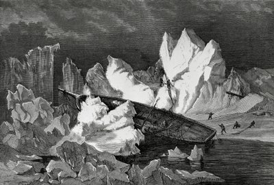 Naufragio del Hansa aplastado por el hielo, octubre de 1869, Océano Ártico, Segunda Expedición Alemana al Polo Norte de William M. Timlin