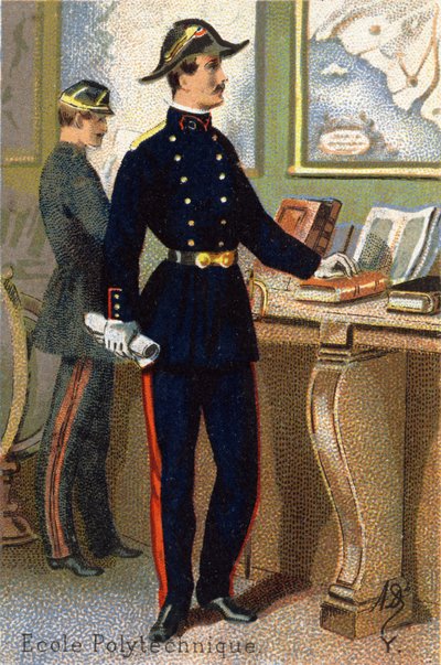 Y: Escuela Politécnica. Grabado en "Alfabeto Militar". Iniciales del ilustrador: A. D. Editor desconocido. Cromolitografías finales del siglo XIX. Dim: 10,5x7cm de Unbekannt