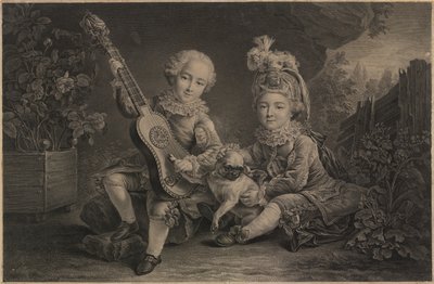 Niños jugando, París, c.1775 (grabado) de Unbekannter Künstler