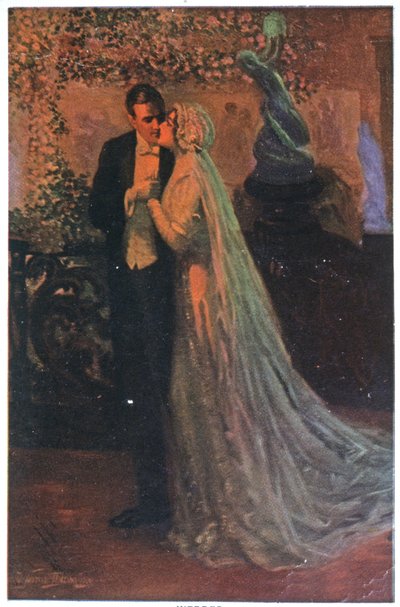 Pareja joven después de la ceremonia, c.1920 (ilustración) de Unbekannter Künstler