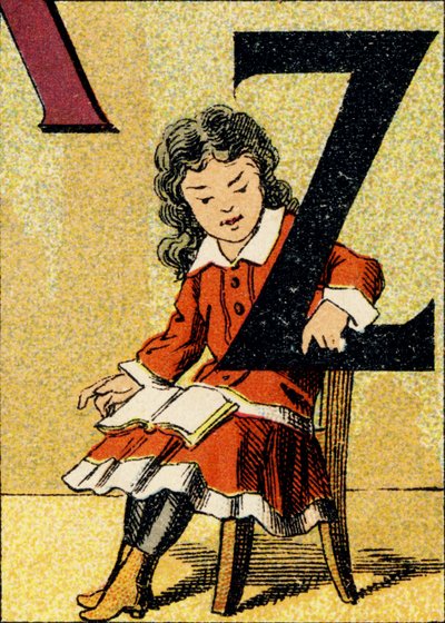 Z - Grabado extraído de ABCD de las niñas. Pellerin & Cie, impresor-editor, Epinal, circa 1890. Serie A. Dimensiones: 19 x 13,5 cm de Unbekannt