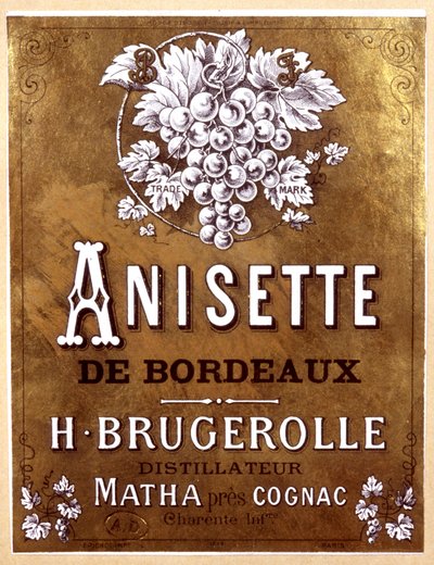 etiqueta de botella de Anisette de Bordeaux, finales del siglo XIX de Unbekannter Künstler
