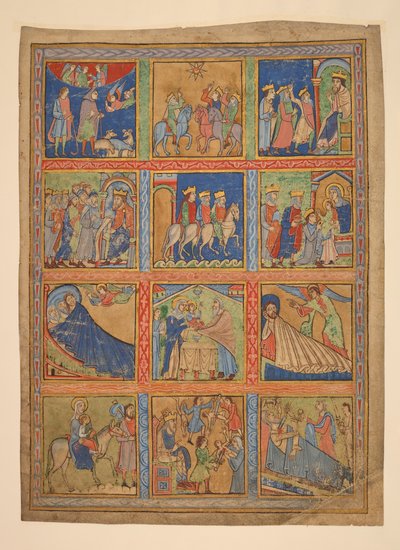 F. 1: Una serie de 24 miniaturas de la Vida de Cristo; Siete recortes de manuscritos iluminados. Siglo XII-siglo XV Siete recortes de manuscritos iluminados. siglo XII-siglo XV de Unbekannter Künstler