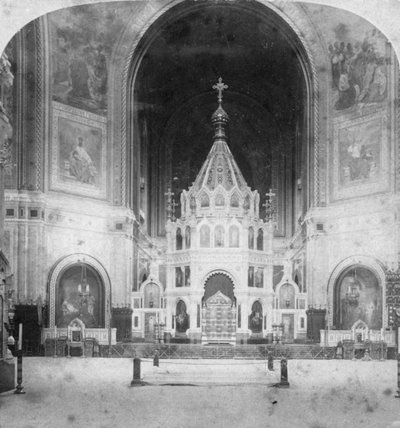 Altar, Catedral de Cristo Salvador, Moscú, Rusia, 1898 de Underwood and Underwood