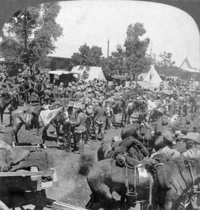 Llegada del General Cronje al Río Modder como prisionero de guerra, Sudáfrica, Guerra de los Bóers, 1901 de Underwood and Underwood