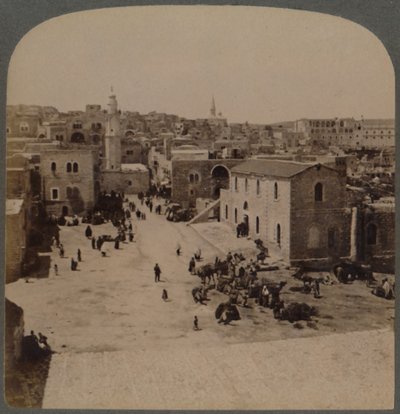Belén de Judea, el lugar de nacimiento de Jesús, Palestina, 1896 de Underwood and Underwood