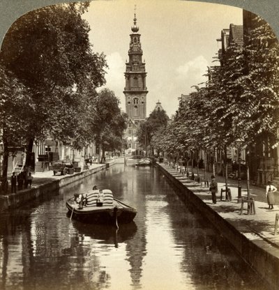 Canal, Ámsterdam, Países Bajos de Underwood and Underwood
