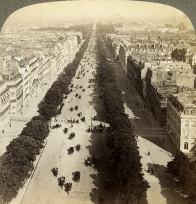 Campos Elíseos desde el Arco de Triunfo, París, Francia, siglo XIX de Underwood and Underwood